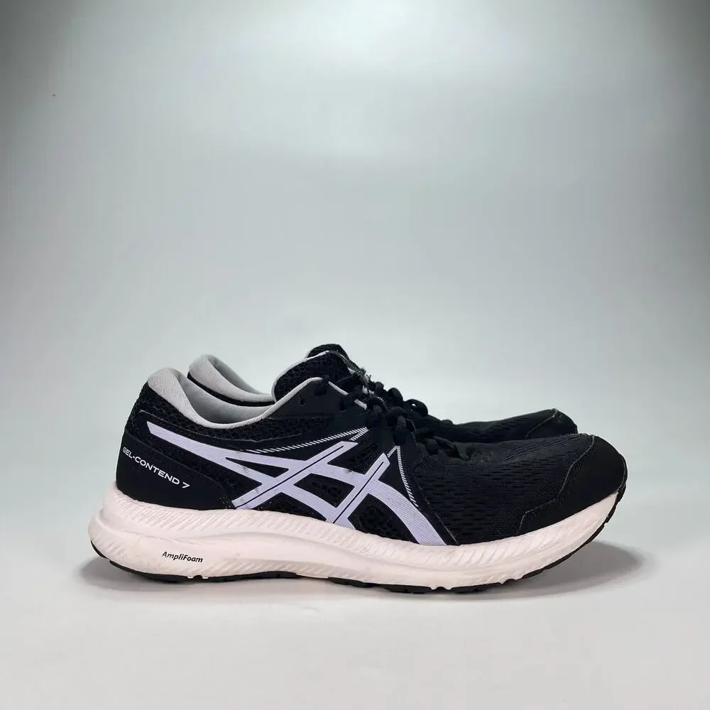 ASICS GEL-Contend 7 Black White Running Shoes 1012A911 Women's Size 11 Men's 9.5